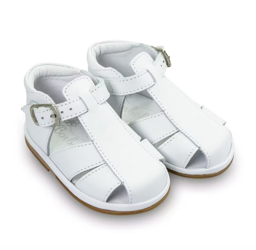 Borboleta Guy Sandals featuring a closed-toe T-bar design, padded collar, cushioned insole and breathable leather lining. Wide G/H fit.