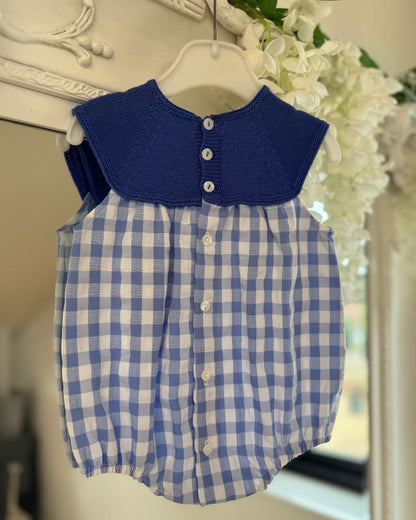 Mac Ilusion Blue Gingham Romper