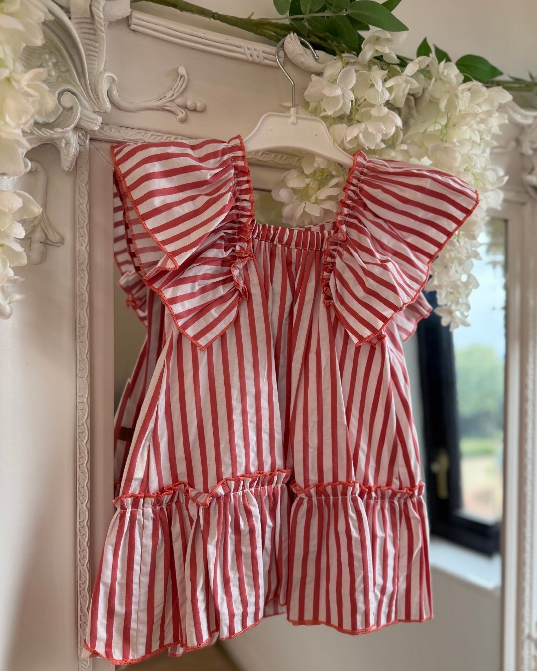 José Varón Red & White Stripe Dress