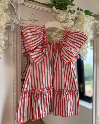 José Varón Red & White Stripe Dress