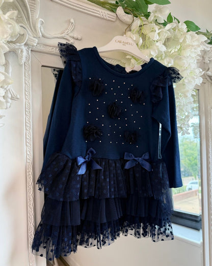 Caramelo Navy Tulle Dress