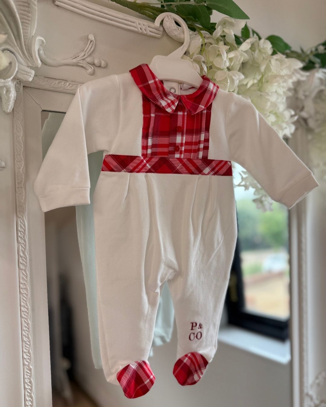 Pastels & Co Red Check Babygrow