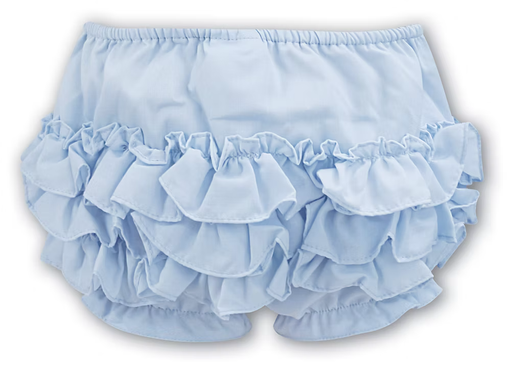 Sarah Louise Tiered Ruffle Knickers featuring layered frill detailing, soft lightweight fabric and a classic traditional design for baby girls.