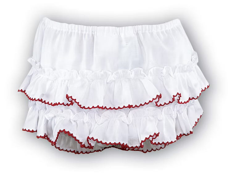 Sarah Louise Tiered Ruffle Knickers featuring layered frill detailing, soft lightweight fabric and a classic traditional design for baby girls.