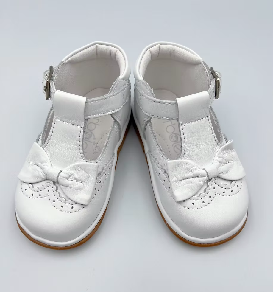 Borboleta Lidia Bow T-Bar Shoes featuring 100% leather, decorative bow detail, padded collar, cushioned insole and wide G/H fit.