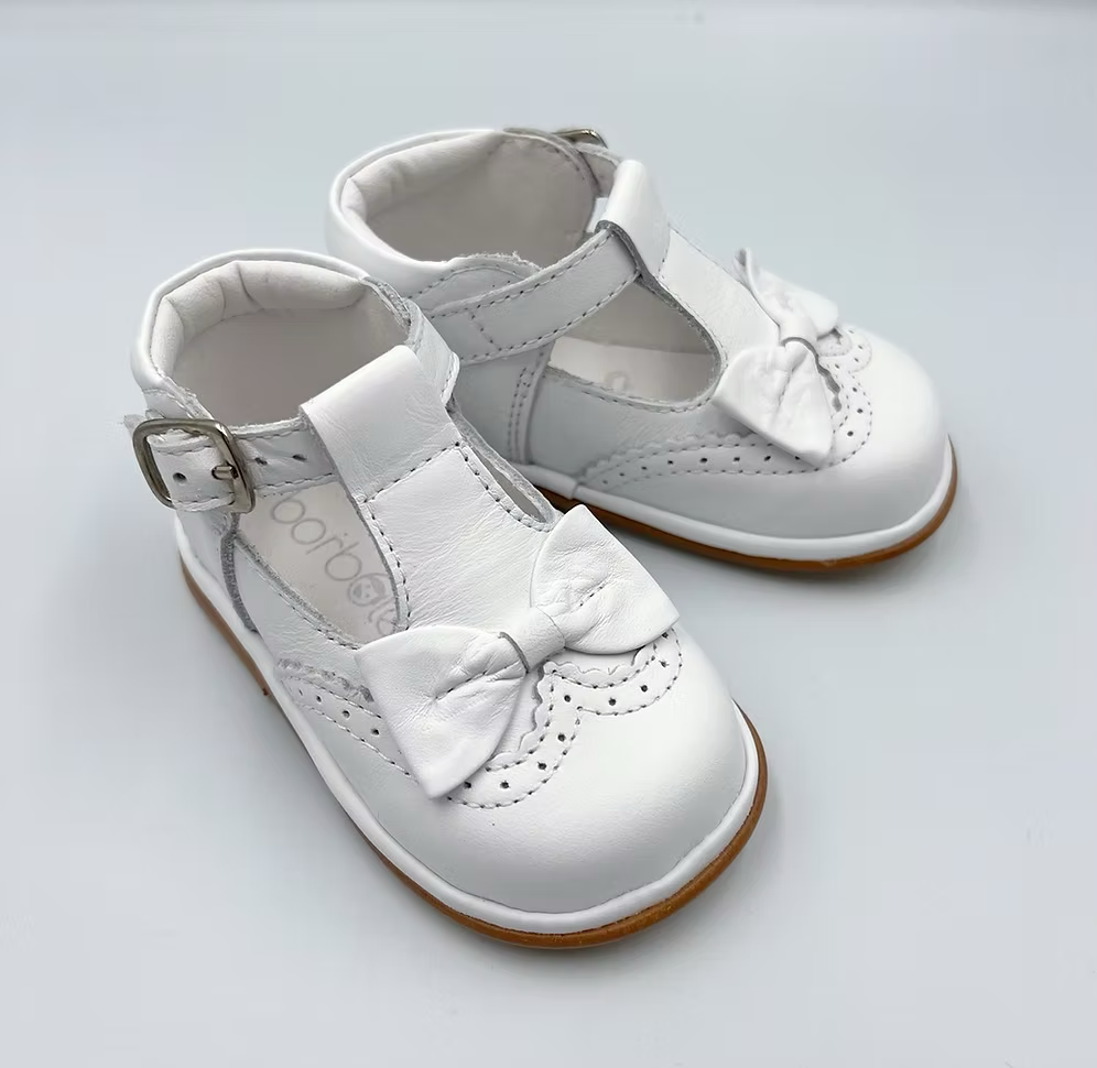Borboleta Lidia Bow T-Bar Shoes featuring 100% leather, decorative bow detail, padded collar, cushioned insole and wide G/H fit.
