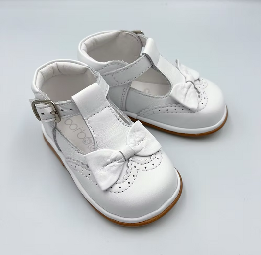 Borboleta Lidia Bow T-Bar Shoes featuring 100% leather, decorative bow detail, padded collar, cushioned insole and wide G/H fit.