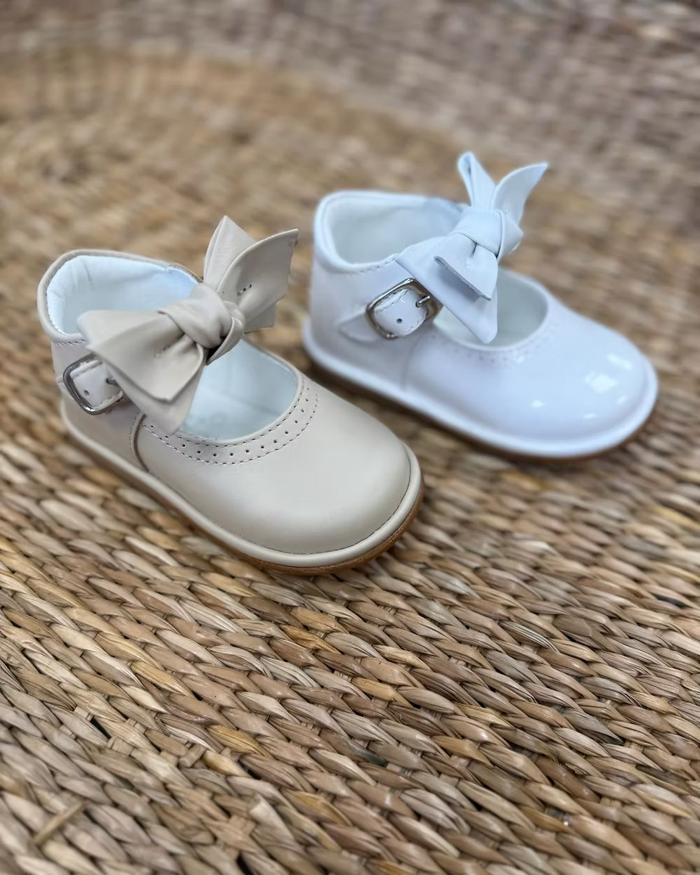 Borboleta Vitoria Shoes featuring leather or patent finish, removable knotted bow, wide G/H fitting and classic traditional styling.