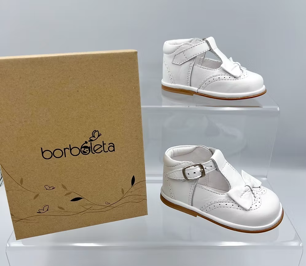 Borboleta Lidia Bow T-Bar Shoes featuring 100% leather, decorative bow detail, padded collar, cushioned insole and wide G/H fit.